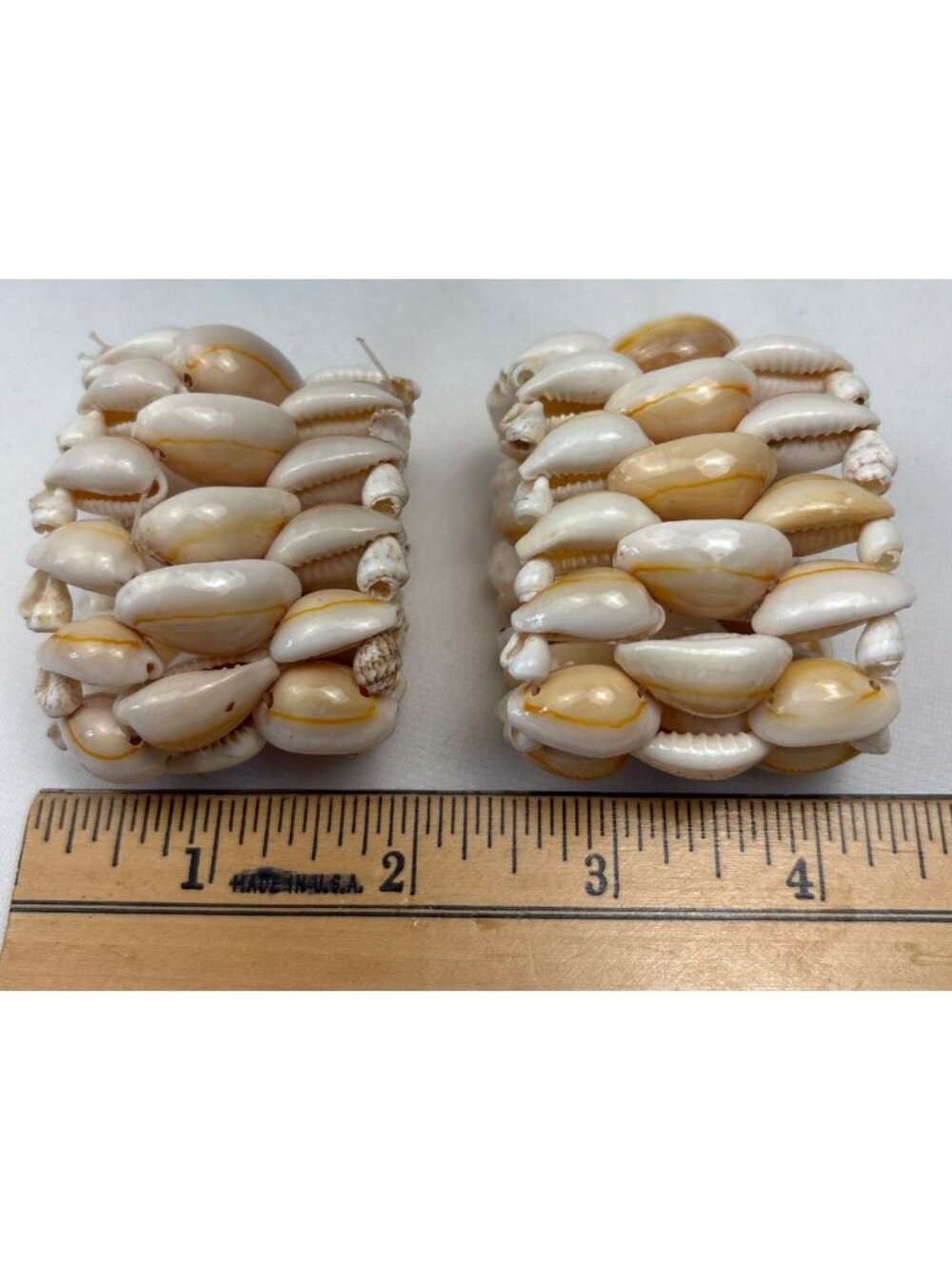 Shell Stretch Napkin Rings Handmade Philippines Natural Cowrie Shells Set - Picture 6 of 11